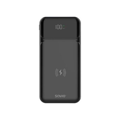 POWERBANK SAVIO BA-09 10000MAH QI CHARGING BLACK