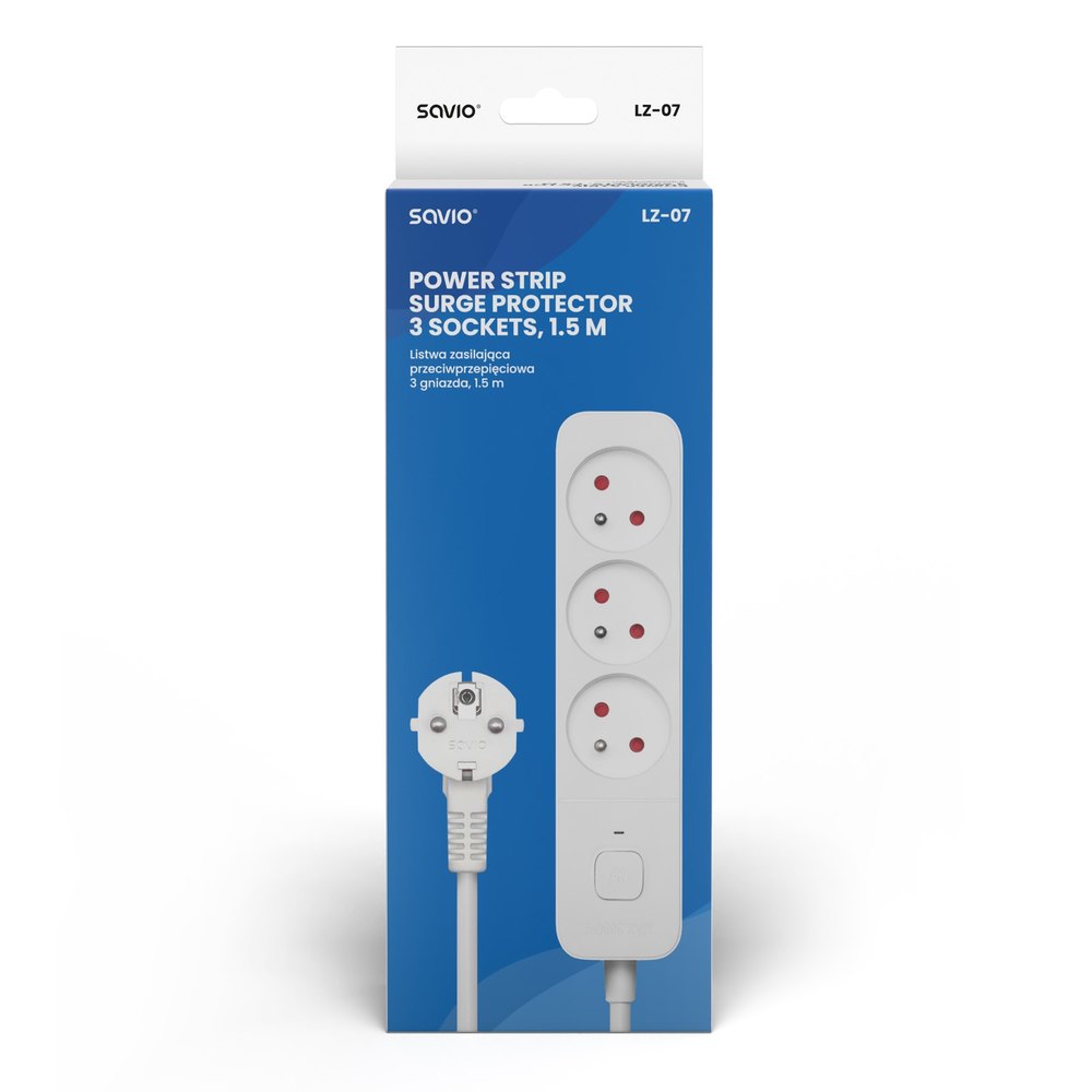 Regleta De 3 Enchufes 1.5m Blanco Savio Lz-07